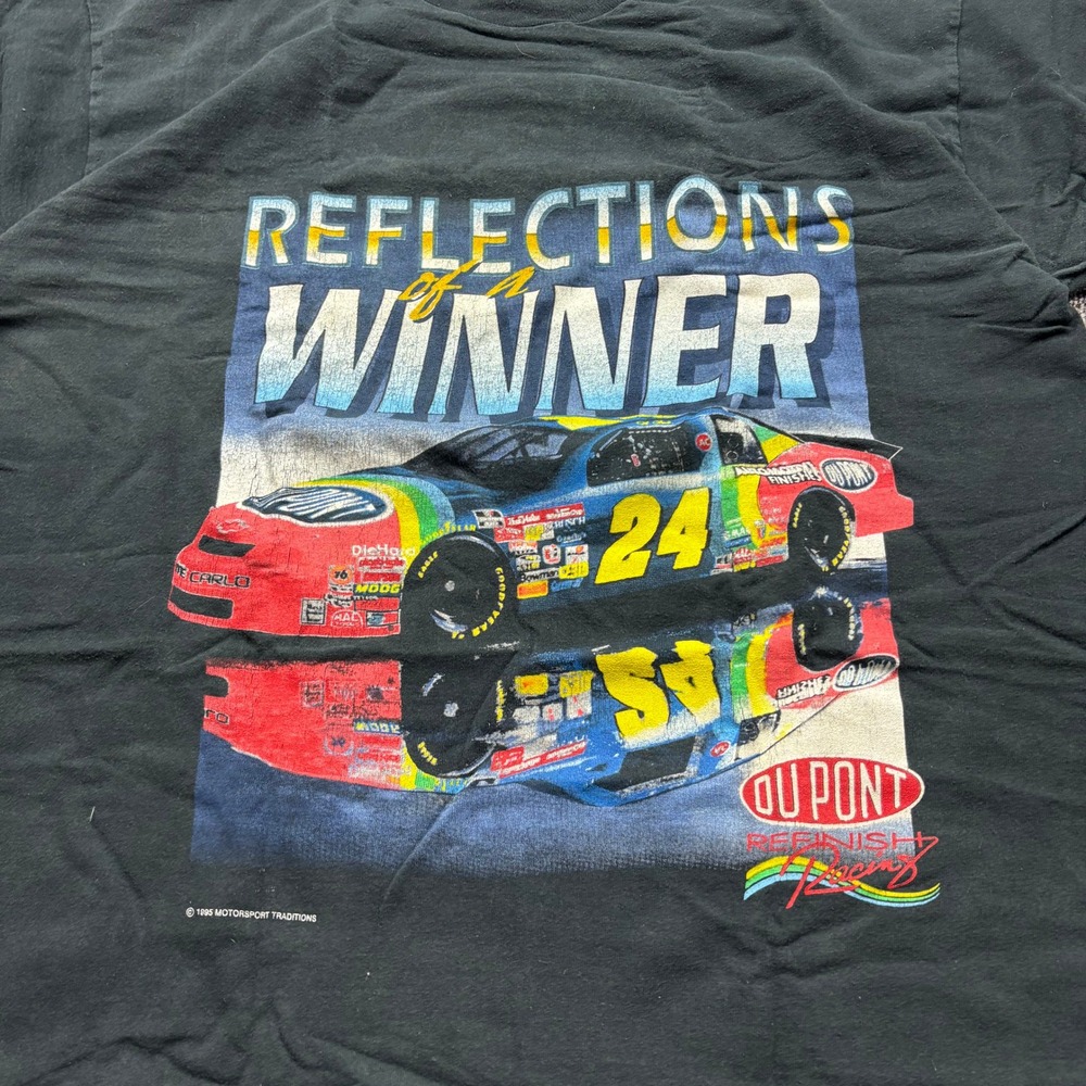 Vintage 1995 Nascar Jeff Gordon Racing Graphic Black T-Shirt Men's Size XL - Picture 3 of 8